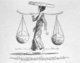 Vietnam: Drawing of a Tonkinese woman with cartwheel hat and twin panniers, Hanoi, 1928.